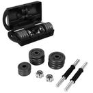 Kit halteres barra anilha musculacao 19 peca completo maleta