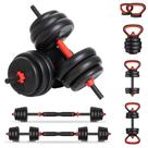 Kit Halteres Barra Kettlebell 6 em 1 Peso Musculação treino em casa até 50kg Ajustável Preto Kit Halteres Barra Kettlebell 6 em 1 Peso Musculação treino em casa até 50kg Ajustável Preto