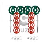 Kit Halteres De Anilhas Emborrachadas 20kg + Barras 40cm