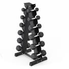 Kit Halteres Sextavado Pares 1kg a 6kg C/ Suporte Vertical Academia