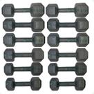 Kit Halteres Sextavado - (Pares de 5,6,7,8,9 e 10 Kg) Kit Halteres Sextavado - (Pares de 5,6,7,8,9 e 10 Kg)