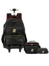 Kit Harry Potter Mochila Rodinhas+ Lancheira + Estojo Triplo