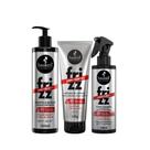 Kit Haskell Frizz Cancelado Shampoo 300ml + Máscara 240g + Fluido Anti Frizz, Hidratação e Proteção Térmica