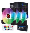 Kit Hayom 3 fans coolers RGB de 12 cm c/ controladora FC1306