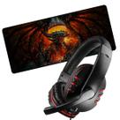 Kit Headset Vermalho e Mousepad Grande de 70X35 Gamer