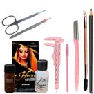 Kit Henna Chandra Sobrancelha Profissional Designer Pincel Lápis Pinça Tesoura Navalha Paquímetro