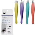 Kit Henna Glance Sobrancelha Delineador + 4 Pinças Fina Reta Chanfrada Profissional e Estojo