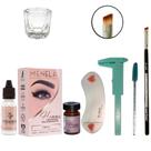 Kit Henna Menela Sobrancelha Maquiagem Paquimetro Pincel Macrilan Chanfrado Escova Glitter 3 Moldes