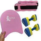 Kit Hidroginástica Prancha Pequena 34cm Rosa + Caneleira 1 à 2 kg + Halteres Médios Dafoca Sports Kit Hidroginástica Prancha Pequena 34cm Rosa + Caneleira 1 à 2 kg + Halteres Médios Dafoca Sports