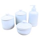 Kit higiene 4 pçs bebê Lavabo Off White Porcelana c/ pegador