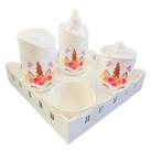 Kit Higiene Baby 3 Unicórnios c/bandeja MDF Menina