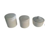 Kit higiene bebê 3 pecas em Porcelanas branca forte resistente com tampa azul