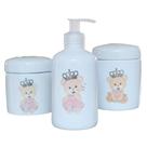 Kit Higiene Bebê 3 Peças - Princesa Ursinha Rosa - Porcelana