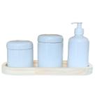 Kit higiene bebê 4 peças - Bandeja, potes e porta álcool - Peças porcelana bandeja pinus Kit higiene bebê 4 peças - Bandeja, potes e porta álcool - Peças porcelana bandeja pinus