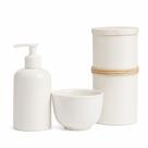 Kit higiene bebê 4 peças - Porcelana branca e bege - Tampa Pinus - com molhadeira