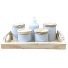 Kit higiene bebê 6 pçs Liso - Porcelana e Pinus