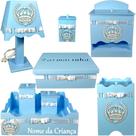 Kit Higiene bebê 8 peças Passa Fita - AZUL BB COM COROA BRANCA