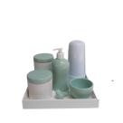 Kit Higiene Bebê Bandeja Mdf Garrafa Térmica Verde Claro Kit Higiene Bebê Bandeja Mdf Garrafa Térmica Verde Claro