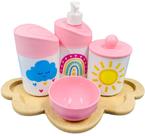 Kit Higiene Bebê Chuva de Amor Menina com Bandeja Nuvem MDF