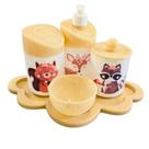 Kit Higiene Bebê Floresta Encantada II Menina c/bandeja em MDF