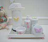 Kit Higiene Bebê K030 Borboleta Infantil Moderno Porcelanas Bandeja Menina Térmica