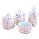 Kit Higiene Bebê Lavabo 4 ou 5 pçs Poá c/ Pegador Porcelana