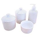 Kit Higiene Bebê Lavabo 4 ou 5 pçs Poá c/ Pegador Porcelana