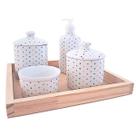 Kit Higiene Bebê Lavabo 4 ou 5 pçs Poá c/ Pegador Porcelana