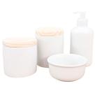 Kit higiene bebê lavabo 4 pçs - Porcelana branca e Pinus
