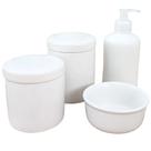 Kit Higiene Bebê Lavabo 4 Peças em Porcelana Branca de Alta Qualidade