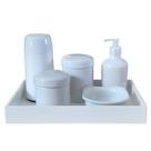 Kit higiene bebê Liso 6 pçs - Peças Porcelana Bandeja Pinus