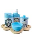 Kit Higiene Bebê Macaco, zebra e tigre c/bandeja nuvem crua