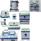 Kit Higiene bebê Mdf 10 peças Astronauta Chevron Cinza
