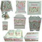 Kit Higiene bebê Mdf 10 peças - BRANCO FLORIDO COM PEROLAS