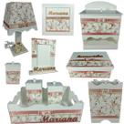 Kit Higiene bebê Mdf 10 peças menina - ROSÊ BRANCO FLORIDO E PÉROLAS Kit Higiene bebê Mdf 10 peças menina - ROSÊ BRANCO FLORIDO E PÉROLAS
