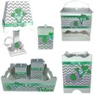 Kit Higiene bebê Mdf 7 pçs - CHEVRON CINZA DE ELEFANTE VERDE Kit Higiene bebê Mdf 7 pçs - CHEVRON CINZA DE ELEFANTE VERDE