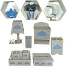 Kit Higiene bebê mdf 8 pçs + 3 Nichos Brancos - NUVEM MENINO (Pronta Entrega) Kit Higiene bebê mdf 8 pçs + 3 Nichos Brancos - NUVEM MENINO (Pronta Entrega)