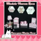 Kit Higiene bebê mdf 8 pçs + 3 Nichos Brancos - NUVEM ROSA (Pronta Entrega)