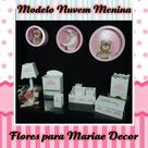 Kit Higiene bebê mdf 8 pçs + 3 Nichos Rosa NUVEM MENINA (Pronta Entrega)