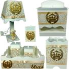 Kit Higiene bebê Mdf decorado 7 pçs - REALEZA DE COROA Kit Higiene bebê Mdf decorado 7 pçs - REALEZA DE COROA