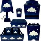 kit higiene bebe mdf decorado 8 pçs - NUVEM AZUL MARINHO