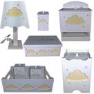 kit higiene bebe mdf decorado 8 pçs - NUVEM CREME