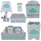 kit higiene bebe mdf decorado 8 pçs - NUVEM VERDE
