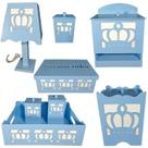 kit higiene bebe mdf decorado 8pçs - COROA AZUL BB