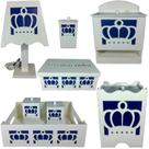 kit higiene bebe mdf decorado 8pçs - COROA AZUL MARINHO