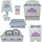 kit higiene bebe mdf decorado 8pçs - NUVEM LILAS