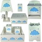 kit higiene bebe mdf decorado 8pçs - NUVEM MENINO