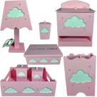 kit higiene bebe mdf decorado 8pçs - NUVEM ROSA BB
