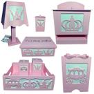 kit higiene bebe mdf decorado 8pçs - PRINCESA ROSA