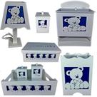 kit higiene bebe mdf decorado 8pçs - URSINHO AZUL MARINHO